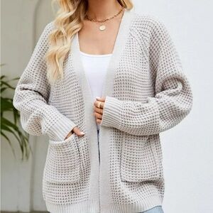 Time and Tru Light Tan XL Women's Cardigan with Front Pockets